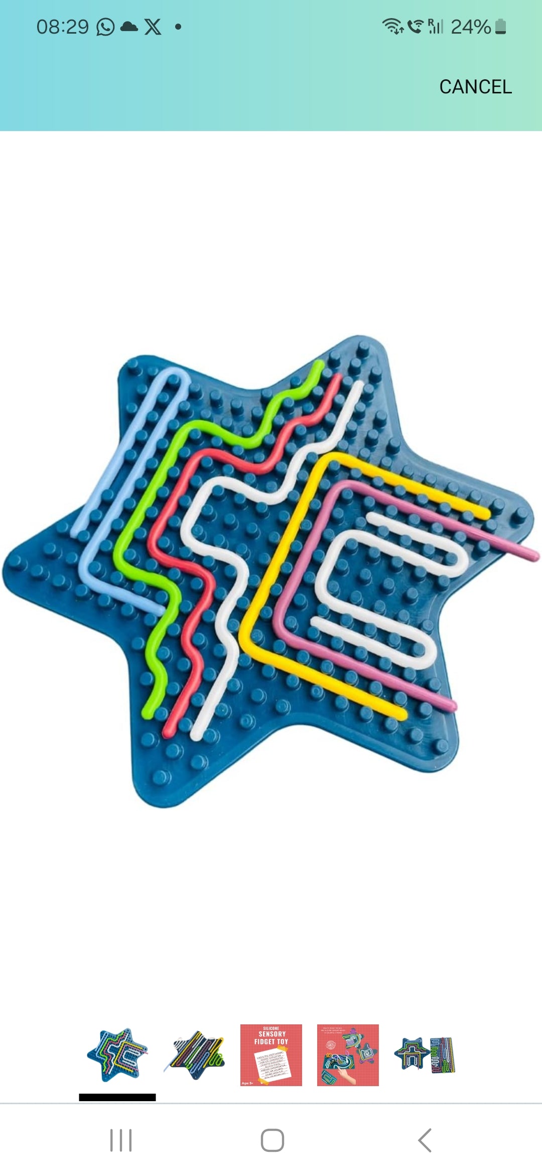 Silicone Sensory Toy -Star, Sensory Activity Board: Silicone Fidget Toy for Calming, Stress, Anxiety, ADHD & Autism | Silent, No Mess | Kids 3+ & Adults | Includes 1 Sensory Board & 12 Strings